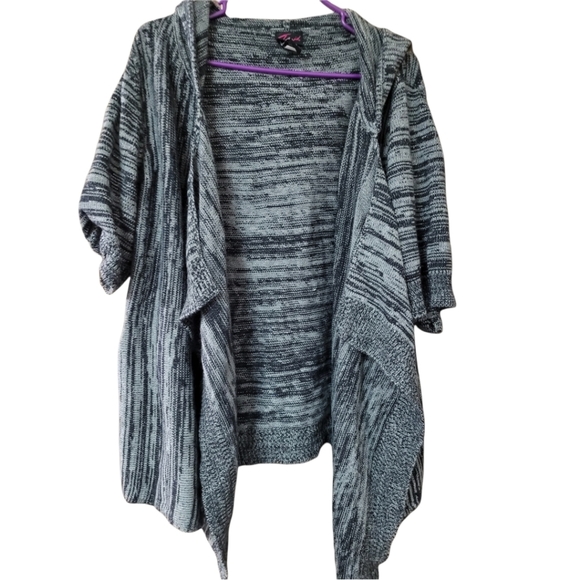 Vintage Torrid 1 gray striped hooded cardigan sweater 1X - Picture 1 of 4